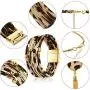 Hicarer 4 Pieces Leopard Print Jewelry Set Leopard Bracelet Faux Leather Earrings Choker Long Tassel Pendant Necklace for Women Hicarer 4 Pieces Leopard Print Jewelry Set Leopard Bracelet Faux Leather Earrings Choker Long Tassel Pendant Necklace for Women