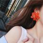 DAMLENG Fashion Bohemian Acrylic Large Flower Stud Earrings Matte Flower Dangle Earrings with Gold Flower Bud for Women Girls Mom Lover and Friends