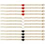 Uloveido 1 Dozen Cute Red Black White Heart Bracelets Gold Plated Adjustable Anklet Gifts for Children Kids On Christmas Y569