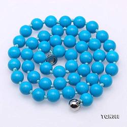 JYXJEWELRY Single Strand Turquoise Jewelry 8.5mm Round Blue Turquoise Necklace 18''