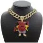 Hip Hop Iced KOOL AID MAN Pendant w/ 18'' Full Iced Cuban Choker Chain Necklace Set Hip Hop Iced KOOL AID MAN Pendant w/ 18'' Full Iced Cuban Choker Chain Necklace Set