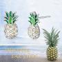 LUHE Pineapple Pendant Necklace,Pineapple Stud Earrings,Pineapple Threader Earrings,Sterling Silver Two-Tone Pineapple Jewelry Gift for Women Teens Girls