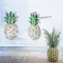 LUHE Pineapple Pendant Necklace,Pineapple Stud Earrings,Pineapple Threader Earrings,Sterling Silver Two-Tone Pineapple Jewelry Gift for Women Teens Girls