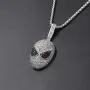 Moca Jewelry Iced Out Alien Cartoon Pendant Necklace 18K Gold Plated Bling CZ Simulated Diamond Hip Hop Rapper Chain Necklace for Men Women