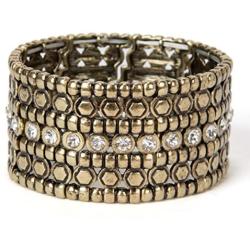 SPUNKYsoul New! Antique Gold or Silver Crystal Boho Stretch Bracelet for Women Wedding Bridal Collection