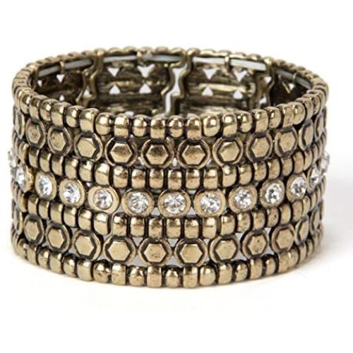 SPUNKYsoul New! Antique Gold or Silver Crystal Boho Stretch Bracelet for Women Wedding Bridal Collection