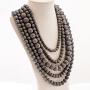 JANE STONE Fashion Faux Turquoise Necklace Acrylic 5-Row Multi-Layered Collar Women