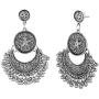 Efulgenz Boho Vintage Antique Ethnic Gypsy Tribal Indian Oxidized Silver Black Chandbali Jhumka Earrings Jewelry