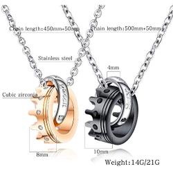 Hottime Couple Matching Necklace Lovers 2pcs Pendant for Wedding Anniversary Valentines Present