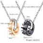 Hottime Couple Matching Necklace Lovers 2pcs Pendant for Wedding Anniversary Valentines Present
