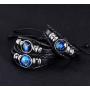 Ding Li Bracelet for Women, Punk Black Woven Leather Rope Bracelet, 12 Constellation Retro Adjustable Bracelets Men and Women
