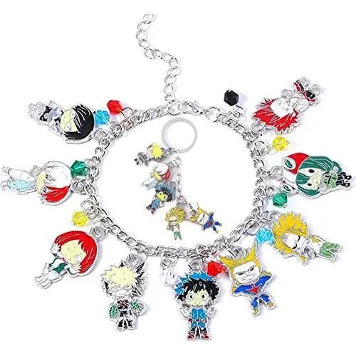 My Hero Academia Bracelet and Keychain - Fashion Novelty Charm Bracelet Anime Manga Series Keychain My Hero Academia Bracelet and Keychain - Fashion Novelty Charm Bracelet Anime Manga Series Keychain
