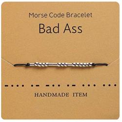 Ttdwg Morse Code Bracelet Bad Ass Jewelry for Her Alphanumeric Couple Bracelet Adjustable Bracelet Beads Friendship Inspirational for Women Girls