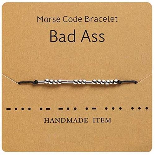 Ttdwg Morse Code Bracelet Bad Ass Jewelry for Her Alphanumeric Couple Bracelet Adjustable Bracelet Beads Friendship Inspirational for Women Girls
