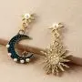 Caiyao 5Pcs Different Size Pearl Necklaces Big Sun Moon Pearl Earrings Cresent Sunburst Drop Dangle with High Imitation Pearl for Women Girls Jewelry Gifts