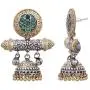 Aheli Traditional Dual Tone Fancy Designer Faux Stone Oxidized Jhumki Jhumka Earrings Indian Ethnic Boho Jewelry for Women
