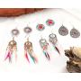 boho earrings set for women fashion bohemian drop dangle for girl with Feather Shaped tassel Vintage Jewelry for Gifts 6-12 pairs