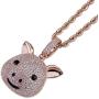 JINAO Iced Out Jack Skellington Heart Eyes Smile Devil Clown Pendant Necklace