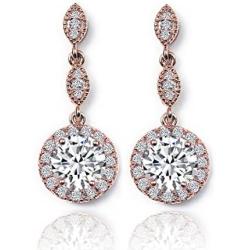 A+O Bridesmaid Gift, Wedding Drop Dangle Crystal Earrings in Silver, Gold, Rose Gold