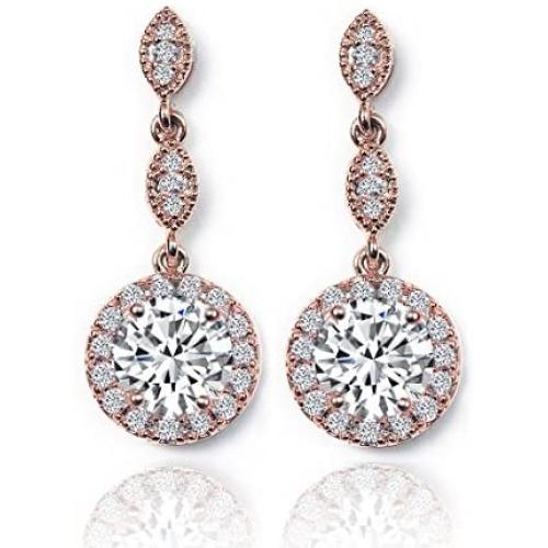 A+O Bridesmaid Gift, Wedding Drop Dangle Crystal Earrings in Silver, Gold, Rose Gold