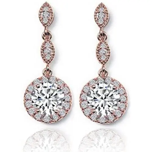 A+O Bridesmaid Gift, Wedding Drop Dangle Crystal Earrings in Silver, Gold, Rose Gold