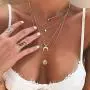 Layered Moon Metal Crescent Necklace, Necklace Layered Circle & Moon Necklace Bar Pendant Necklace Alloy Initial Necklace Gifts for Women Girl (Silver) Layered Moon Metal Crescent Necklace, Necklace Layered Circle & Moon Necklace Bar Pendant Necklace Alloy Initial Necklace Gifts for Women Girl (Silver)