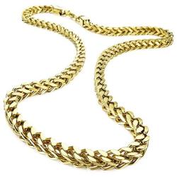 INBLUE 6MM Wide Chain Necklace for Men Women Boys Girls Stainless Steel Cuban Link Chain Necklaces Water Resistant Thick Metal Foxtail Chains (3 Colors - Silver Black Gold, 21.6 Inch Long)