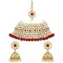 I Jewels 18K Gold Plated Indian Bollywood Wedding Party Wear Faux Kundan Pear Ethnic Choker Necklace Jewelry Set for Women