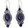 NOVICA Lapis Lazuli .925 Sterling Silver Dangle Earrings Johari Treasure