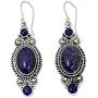 NOVICA Lapis Lazuli .925 Sterling Silver Dangle Earrings Johari Treasure