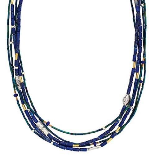 Silpada Into the Blue Natural Lapis & Quartzite Multi-Strand Necklace in Sterling Silver & Brass