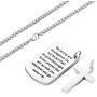 LOYALLOOK Stainless Steel Dog Tags Cross Necklaces Inspirational Jewelry Gift for Daughter Men Bible Prayer Joshua 1:9b