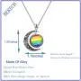 BEKECH Gay Pride Rainbow Necklace Crescent Moon Charm Rainbow Pendant Necklace Gay & Lesbian LGBT Pride Gifts Rainbow Jewelry LGBT Jewelry Lesbian Gift