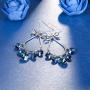 Sllaiss Blue Teardrop Dangle Earrings S925 Bow Earrings for Women with Swarovski Crystals Drop Earrings Stylish Jewelry Gifts