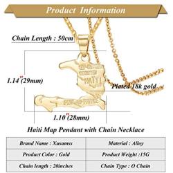 Xusamss Fashion 18K Gold Plated Alloy Haitian Map Pendant Charm Necklace