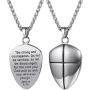 U7 Shield of Faith/Inspirational Pendant Chain 22 Inch Joshua 1:9 Cross Amulet Necklace, Text Engrave Customizable, 3 Color Options