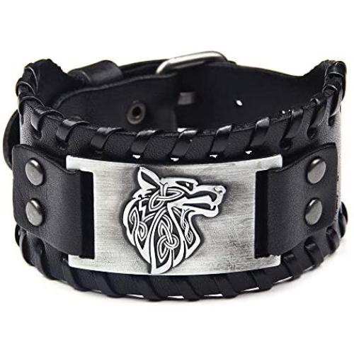 TURTLEDOVE Viking Bracelet Wolf Fenrir - Vintage Nordic Scandinavian Talisman - Gothic Bracelet for Celtic Pagan