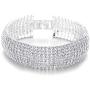 COOLSTEELANDBEYOND Sparkling Womens Crystal Rhinestones Cluster Wide Bangle Bracelet, Luxury