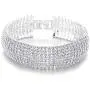 COOLSTEELANDBEYOND Sparkling Womens Crystal Rhinestones Cluster Wide Bangle Bracelet, Luxury