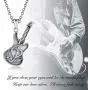 925 Sterling Silver Guitar Cremation Jewelry for Ash - Urn Necklace Musical Memorial Pendant Bereavement Keepsake Gift for Loss of Guitarist or Music Lover