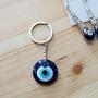 jewelry world Evil Eye Necklace 3cm Glass Pendant Necklace Turkish Kabbalah Jewish Charm Keychain Set