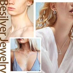 Besilver LGBT Lesbian Pride Necklace for Women Men 925 Sterling Silver Tansgender Gay Pride Earrings/Necklace Gay Pride Jewelry Gift