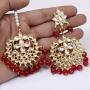 SANARA Jewellery Indian Bollywood Ethnic Gold Plated Traditional Ethnic Red Bridal Choker Necklace Set with Earrings for Women