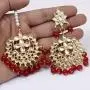 SANARA Jewellery Indian Bollywood Ethnic Gold Plated Traditional Ethnic Red Bridal Choker Necklace Set with Earrings for Women