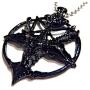 Black Baphomet & Inverted Pentagram Pendant Chain Necklace Satan Lucifer Satanic Occult Gothic Pentacle Goat Head Horns