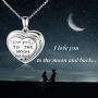 Locket Necklace Sterling Silver I Love You to The Moon and Back Necklace 4 Photo Heart Locket Necklace Love Memory Jewelry Gifts for Women Girl