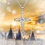 Celtic Knot Cross Pendant Necklace Sterling Silver Religious Irish Infinity Love Heart Irish Celtics Necklace Jewelry Mothers Day Birthday Gifts for Women Girls