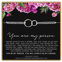 Friendship Bracelet • You Are My Person Bracelet • Love and Friendship Jewelry • Two Connected Circles • 925 Sterling Silver • Youre My Tribe Unbiological Soul Sister Bracelet • Gifts for BFF Besties