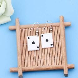 BAUNA Casino Charm Earrings Poker Dangle Hook Earring Ace Spade Gambling Casino Party Gift for Poker Lovers