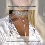 Aukmla Rhinestone Choker Lariat Diamond Necklace Body Chain Drop Diamante Choker Statement Jewelry Bridal Party Gift for Women and Girls